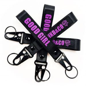 Eagle Hook Nylon Wristlet Lanyard Custom Logo Wrist Short Strap Carabiner Woven Keychain - Product Image 4