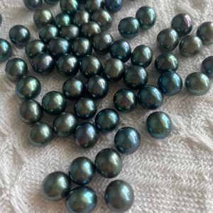 NO Hole Jewelry Making 8-9 mm High Quality Blue Green Peacock <strong>Black</strong> Round Freshwater <strong>Pearl</strong>