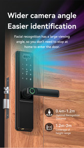 Serrure de porte intelligente Tuya WiFi 3D à reconnaissance faciale pour B2B, avec batterie longue durée, déverrouillage par empreinte digitale et plusieurs méthodes, en alliage d'aluminium, prise en charge OEM, pour porte en bois, Cloud - Product Image 2