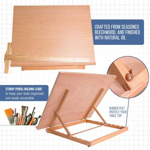 Tavolo da Disegno in <span class=keywords><strong>Legno</strong></span> Extra Large con Cavalletto Regolabile e Supporto per Matita a T per Artisti e Pittori - Product Image 4