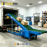 Convoyeur à bande mobile réglable Goldtec pour le chargement et le déchargement de conteneurs de camions en entrepôt, à vendre