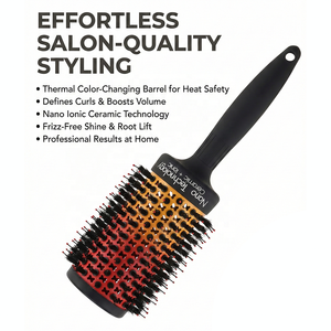 <span class=keywords><strong>Cepillo</strong></span> Redondo Térmico Personalizado que Cambia de Color, <span class=keywords><strong>Cepillo</strong></span> de Cerámica Activado por Calor con Cerdas de Jabalí para Desenredar y Peinar el Cabello - Product Image 3