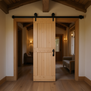 Puerta Corredera de Madera Sólida de Pino Narvik, 31.5x82.7, Estilo Rústico para Interiores, Sin Acabado - Product Image 2