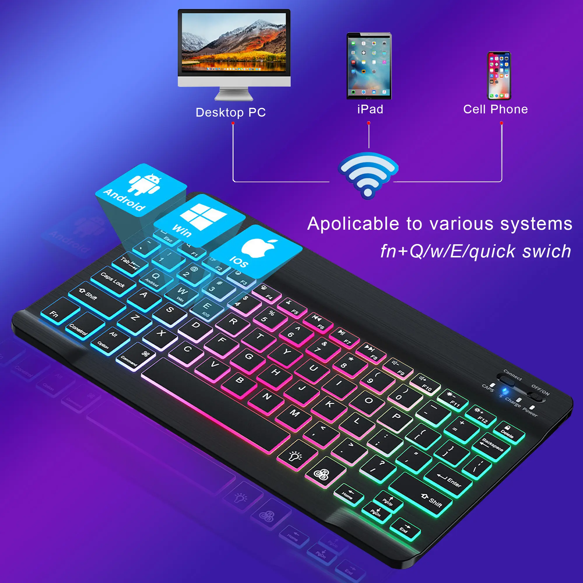 Slim Mini 78 Keys Foldable Rechargeable Android Ios Smartphone Tablets Bt Wireless Keyboard For Pro iPad 11