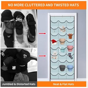 Hat Organizer 27 Pockets <b>Over</b> <b>The</b> <b>Door</b> Hanging Storage For Caps And Accessories Gray PVC Rectangle <b>Hook</b> Type Wall Mount Closet - Product Image 6