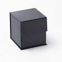 Boîte cadeau magnétique rigide personnalisée écologique pour collier et montre, emballage de bijoux, noir mat, couvercle magnétique à rabat, recyclable