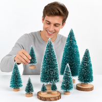 Mini sapin de Noël artificiel en sisal vert avec aiguilles de pin effet neige, ornement de bureau transfrontalier