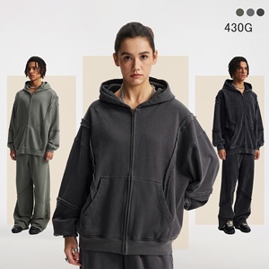 <span class=keywords><strong>Felpa</strong></span> con cappuccio con cerniera in metallo Patchwork con lavaggio a acido strutturale da uomo 100% alla moda stile stile Pullover alla moda - Product Image 4