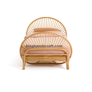 Lit de bébé en rotin naturel pour bébé et tout-petit avec coussin détachable, auvent et design portable - Product Image 3