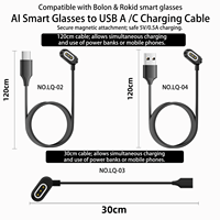 Kabel Pengisi Daya Magnetik Pintar 3 Pin Port Kacamata ke USB A Male Tipe C Male untuk Kacamata AI ROKID BOLON