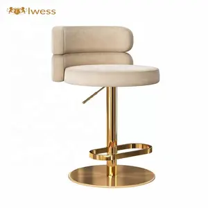 Chaise de <span class=keywords><strong>bar</strong></span> nordique de luxe moderne simple chaise de <span class=keywords><strong>bar</strong></span> hôtel ascenseur rotatif en cuir inoxydable <span class=keywords><strong>tabouret</strong></span> de <span class=keywords><strong>bar</strong></span> à pieds hauts - Product Image 1