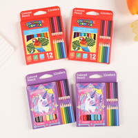 Ensemble de crayons de couleur hexagonaux en plastique, 12 couleurs, fournitures scolaires et artistiques