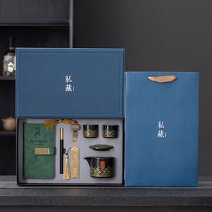 Ensemble de cadeaux promotionnels de luxe personnalisés pour entreprises, neuf pièces, comprenant un bloc-notes, un stylo, un service à thé et un marque-page, idéal pour le secteur <span class=keywords><strong>immobilier</strong></span>. - Product Image 6