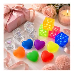 Fast Ship Luminous Heart Cube Squeeze Toy Soft <b>Squishy</b> Stress Ball LED Flashing Sensory Fidget Gift Wholesale Pack - Product Image 6