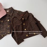 Vente en gros – Nouvelle collection automne 2026 : Veste courte en jean léopard pour enfants