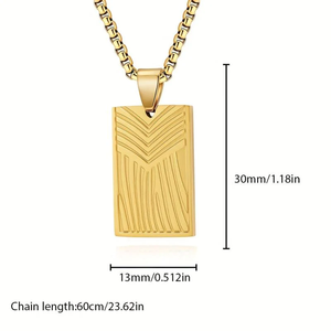 Colar Masculino de Aço Titânio com Pingente Quadrado e Corrente Cordão, Estilo Clássico Europeu Minimalista, com Relevo, Moda Cristã - Product Image 6