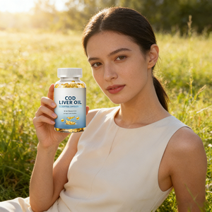 Capsules d'huile de foie de morue avec vitamine D3 et calcium pour la force musculaire et osseuse, étiquette privée naturelle OEM/ODM disponible - Product Image 2