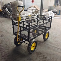 Chariot utilitaire pliable pour l'agriculture, chariot à benne avec côtés amovibles, chariot de jardin en maille