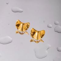 Boucles d'oreilles minimalistes en acier inoxydable plaqué or 18 carats pour femmes Boucles d'oreilles fantômes d'Halloween irrégulières