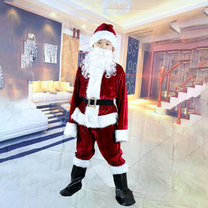 7pcs Deluxe Burgundy Velvet Santa Outfits Children Christmas Costume Santa Claus Suits for Kids - Product Image 4