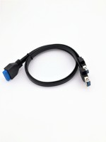 Placa base de 30cm, 20 pines a doble USB3.0, Cable de extensión de datos hembra con orificio de tornillo, Cable de datos de chasis de Panel frontal IDE 20p