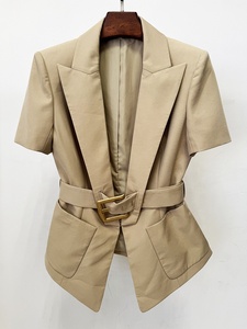 Nuovi arrivi estivi, blazer casual da donna a tinta unita con cintura. - Product Image 2
