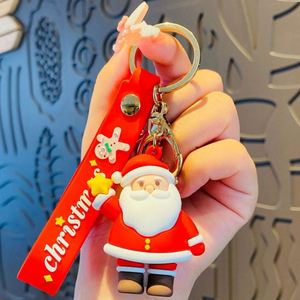 Llavero de goma suave con diseño de Papá Noel de dibujos animados para Navidad y Año Nuevo 2023, pequeño colgante para bolso, regalo, llavero para llaves de coche - Product Image 3