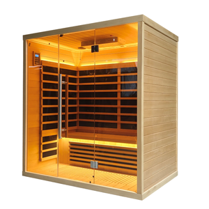 Lusso moderno elettrico a vapore secco Sauna 4 persone capacità con spettro completo di riscaldamento & lontano infrarosso solido Hemlock legno - Product Image 4