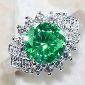 Anello Cocktail H365 con Fiore in Argento 925, Topazio Taglio Brillante Rotondo, Montatura a Pavé, Anelli Raffinati da Donna per Fidanzamento - Product Image 3