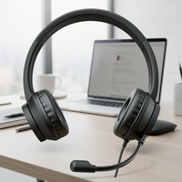 Casque filaire USB avec microphone dynamique, accessoire pour téléphone et ordinateur en cuir pour les utilisateurs mobiles