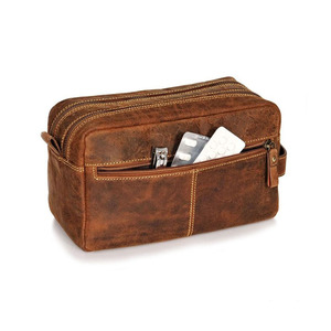 Bolsa de Aseo de Cuero Ecológica al por Mayor con Logotipo Grabado Personalizado, Organizador de Viaje Premium con Cremallera, Bolsa Suave de Almacenamiento - Product Image 1