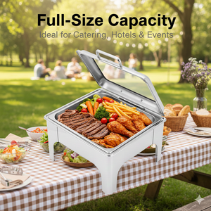 Premium Stainless Steel Chafing Dish Buffet Warmer Hotel-Grade <strong>Food</strong> <strong>Server</strong> for Catering Parties &amp; Events Reusable Buffet Stove - Product Image 5