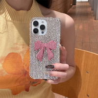 À la mode Étincelant Diamant Bowknot Paillettes Téléphone étui pour iphone 17 16 Pro Max 14 15 Plus 13 12 Pro Filles Couverture de Téléphone Portable