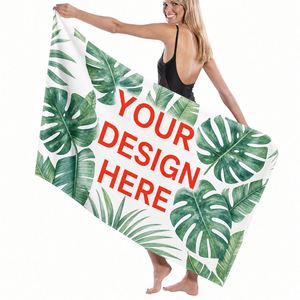 Tropical Leaf Print Microfiber <b>Beach</b> Towel Custom - Product Image 1