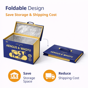 Custom Heat Insulation Packaging Thermal Carton Foldable Fat Wagyu Beef A5 Meat <strong>Steak</strong> Shipping Chilled Insulated Packaging <strong>Boxes</strong> - Product Image 6