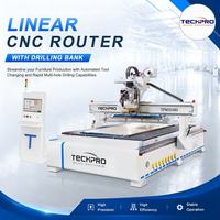Routeur CNC linéaire ATC 2030 1530 1325 avec tête de perçage pour la fabrication de portes en bois et de meubles en panneaux