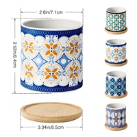 Kustom desain Mandalas 4 Pak pot tanaman sukulen bambu nampan drainase taman rumah keramik warna-warni pot bunga