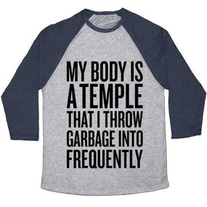 เสื้อยืดเบสบอลแบบทรีเบลนด์สำหรับทุกเพศ "My Body Is a Temple" - Product Image 3