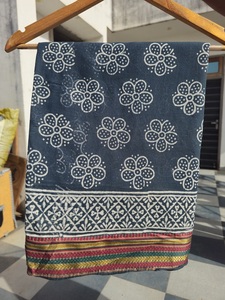 Authentic Handmade Block Print Cotton Pareo <b>Sarong</b> Leaf Floral Scarf Stole Dupatta Soft Lightweight Eco-Friendly Swimwear - Product Image 3