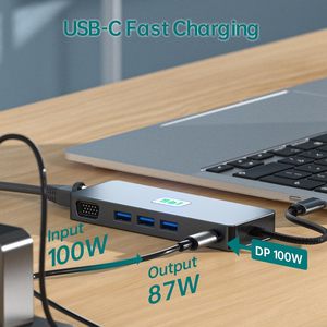 SYONG 4K Ultra Usb C Docking Station Dual Monitor 11 en 1 USB HUB Adaptador multipuerto Ethernet, HDMI,DP, TF/SD, USB 3,2 Gen 2, <span class=keywords><strong>VGA</strong></span> - Product Image 6