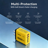 Chargeur USB C GaN PD 240W Total, 5 ports, chargeur de bureau, USB a, charge rapide, câble rétractable pour ordinateur portable, tablette, téléphone, vente en gros OEM