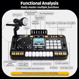 Controlador de DJ Multifuncional Educativo para Niños Zhorya, Instrumentos Musicales con Micrófono USB, Mezclador de DJ, Juguetes Musicales - Product Image 4
