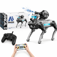 Robot chien éducatif contrôlé par application mobile avec interaction vocale, lancement de balles d'eau, télécommande (plastique)