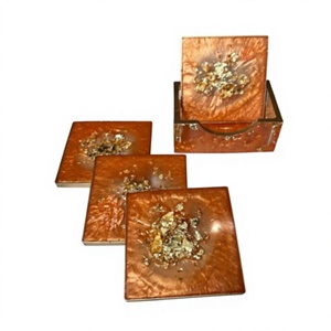 Premium Resin Coasters with Marble Design Heat Resistant Cup <b>Mats</b> for Home <b>Bar</b> and Restaurant - Product Image 2