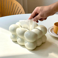 Boîte à mouchoirs en papier en céramique style bonbon de coton, décoration de table de salon de luxe léger pour la maison