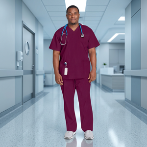 Ensemble de blouses médicales unisexe personnalisées en Spandex/Coton, col en V, manches courtes, détection d'aiguilles, uniforme d'infirmière, tenue de travail hospitalière - Product Image 4
