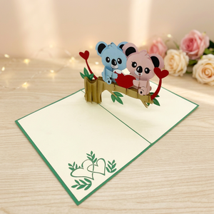 Koala Couple 3D Pop Card Love Theme Handmade Art Paper Customized Thanksgiving <b>Gifts</b> Hanoi Best Seller Top Trending - Product Image 2