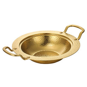وعاء طهي كوري من الفولاذ المقاوم للصدأ 304 غير لاصق ذهبي سميك لطهي المأكولات البحرية مع مقبضين مزدوجين للغاز والحث - Product Image 1