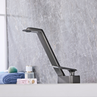 Grifo de Lavabo de Latón de Primera Calidad para Hotel, Núcleo de Válvula de Cerámica, Moderno, Cromado, Montado en Cubierta, Monomando, para Baño Comercial