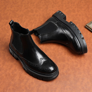 Zapatos Oxford de Vestir para Hombre, Estilo Británico Vintage, Cuero Charol Brillante, Punta Cuadrada Tallada, Zapatos Formales con Aumento de Altura para Boda - Product Image 2